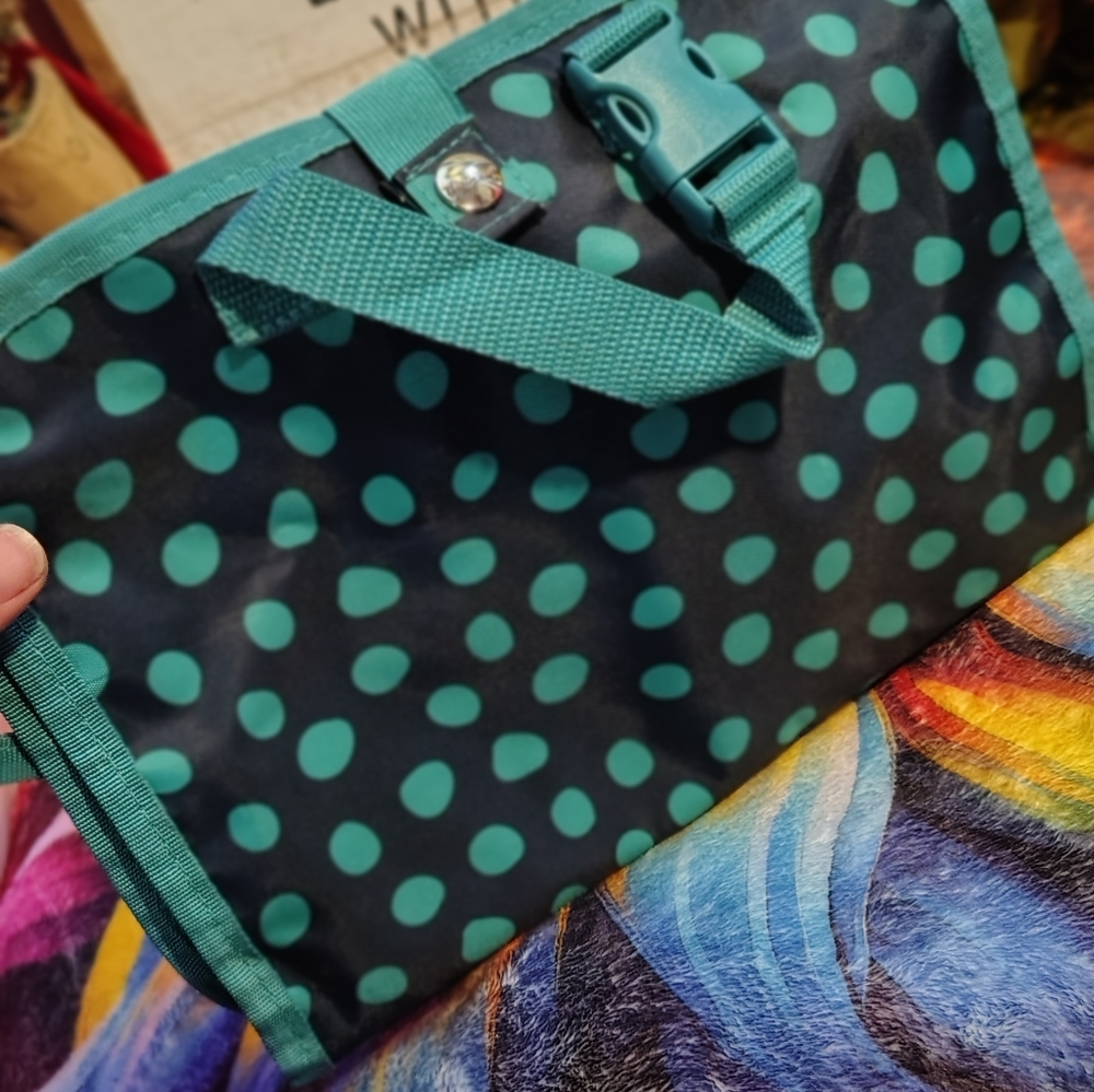 Teal Polka Dot Cosmetic Travel Bag